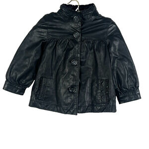 GAP Kids Black Goat Leather Jacket Girl's Size M (8)